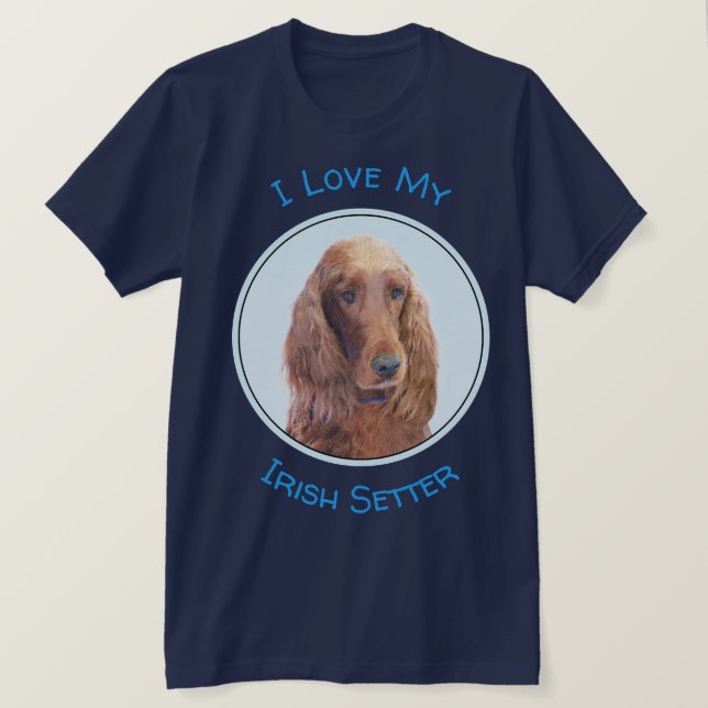 Irish Setter Painting - Cute Original Dog Art T-Shirt (Design Front)