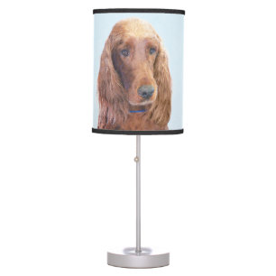 Irish Setter Painting - Cute Original Dog Art Table Lamp
