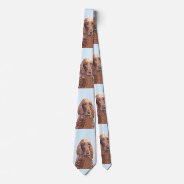 Irish Setter Painting - Cute Original Dog Art Tie (Front)