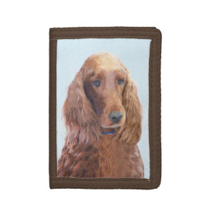 Irish Setter Painting - Cute Original Dog Art Tri-fold Wallet