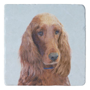 Irish Setter Painting - Cute Original Dog Art Trivet