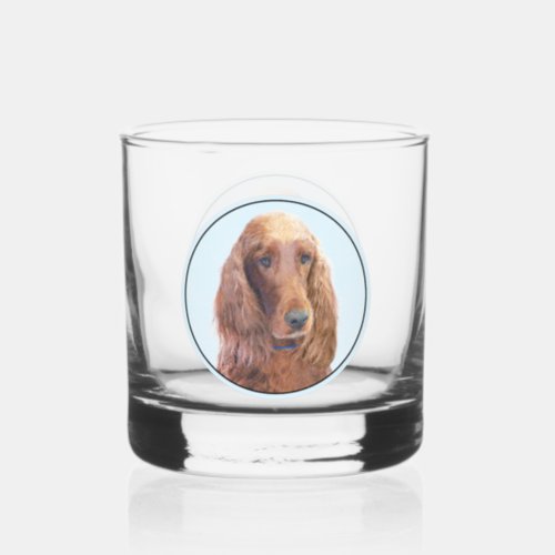 Irish Setter Painting _ Cute Original Dog Art Whiskey Glass