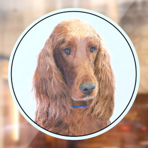 Irish Setter Painting - Cute Original Dog Art Window Cling