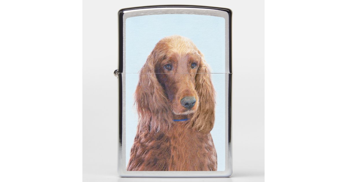 Irish Setter Painting Cute Original Dog Art Zippo Lighter Zazzle Com