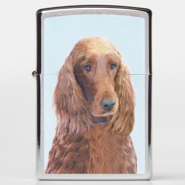 Irish Setter Painting - Cute Original Dog Art Zippo Lighter (Front)