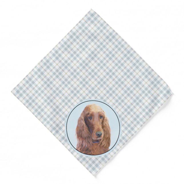 Irish Setter Painting Red Cute Original Dog Art Bandana (Front)
