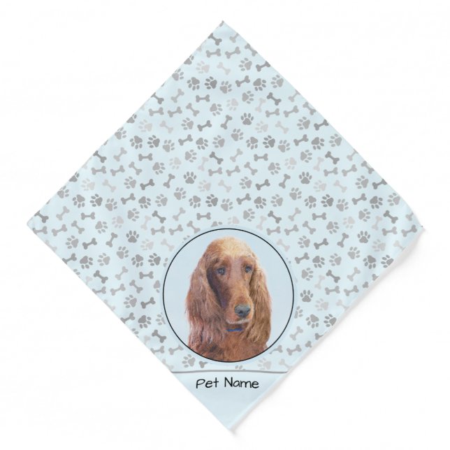 Irish Setter Painting Red Cute Original Dog Art Bandana (Front)