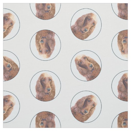 Irish Setter Painting Red Cute Original Dog Art Fabric