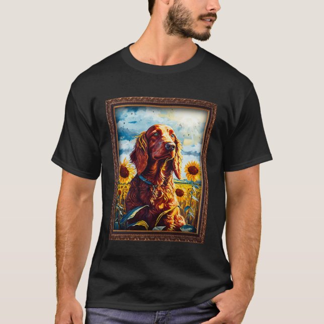 Irish Setter Painting Sunflower Flower Mom Women F T-Shirt (Front)