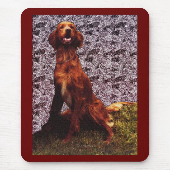 Irish Setter & Patterned Concrete Wall Mousepad (Front)