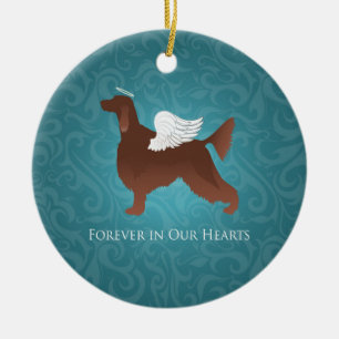 Irish Setter Pet Memorial Angel Dog Design Ceramic Ornament