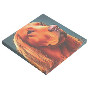 Irish Setter Pet Portrait Black Outline Art