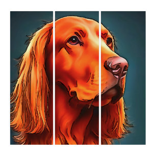 Irish Setter Pet Portrait Black Outline Art