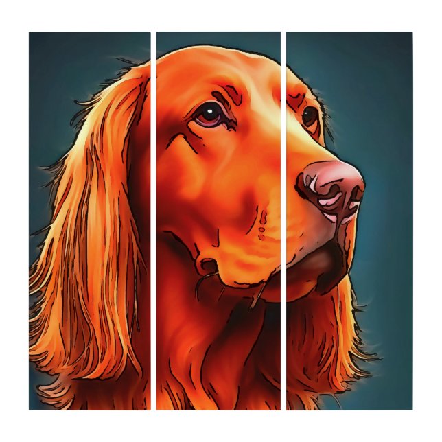 Irish Setter Pet Portrait Black Outline Art (Front)