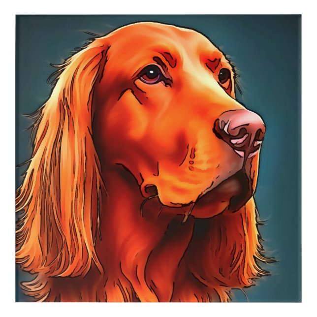 Irish Setter Pet Portrait Black Outline Art (Front)