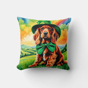 Irish Setter Puppy -St Patricks day Throw Pillow