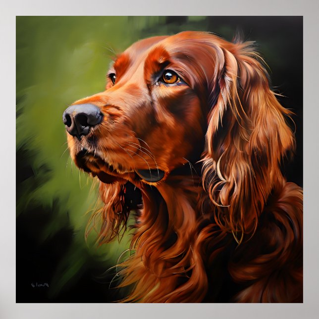 Irish Setter Realism Art Portrait Poster (Front)