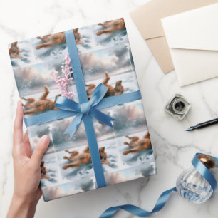 Irish Setter Rolling In Snow Wrapping Paper