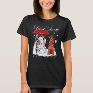 Irish Setter Santa Dog Christmas Snowman Xmas Paja T-Shirt