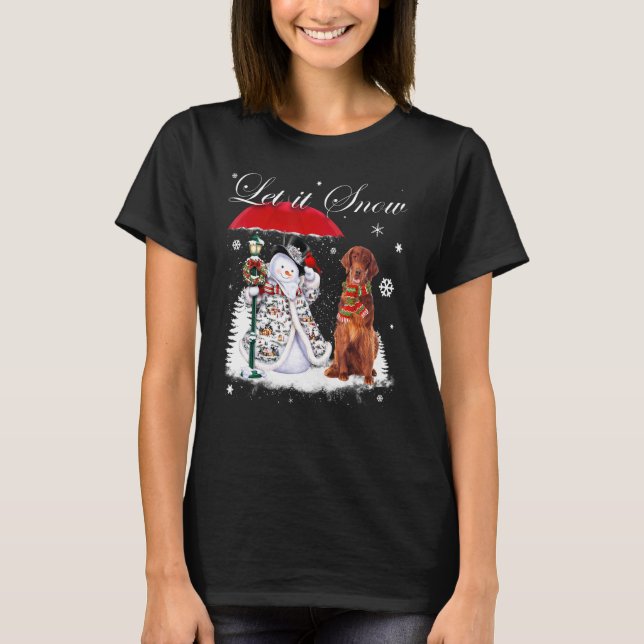 Irish Setter Santa Dog Christmas Snowman Xmas Paja T-Shirt (Front)