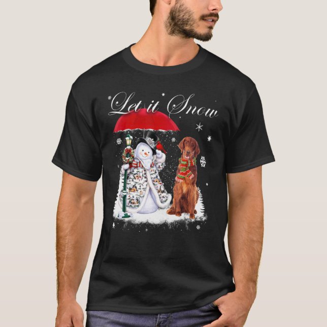 Irish Setter Santa Dog Christmas Snowman Xmas Paja T-Shirt (Front)