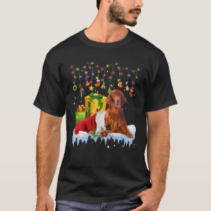 Irish Setter Santa Hat Christmas Lights Christmas T-Shirt