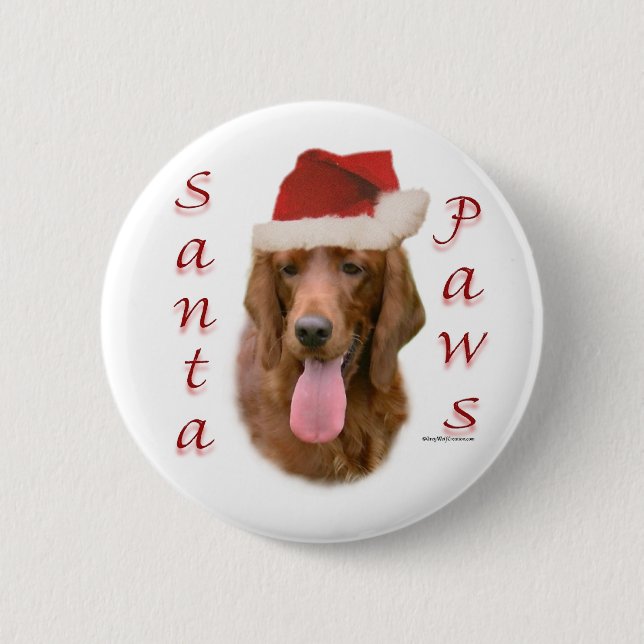 Irish Setter Santa Paws Button (Front)