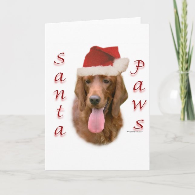 Irish Setter Santa Paws Holiday Card (Front)
