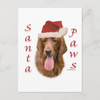 Irish Setter Santa Paws Holiday Postcard