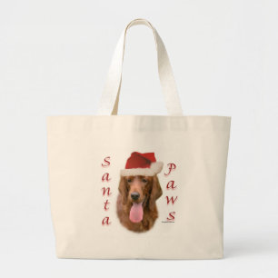 Irish Setter Santa Paws Large Tote Bag
