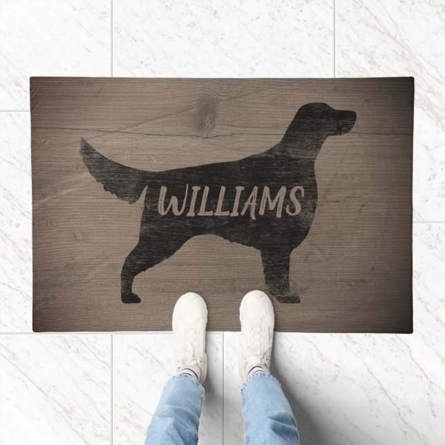 Irish Setter Silhouette Personalized Rustic Style Doormat (Indoor)