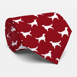 Irish Setter Silhouettes Pattern Red and White Tie