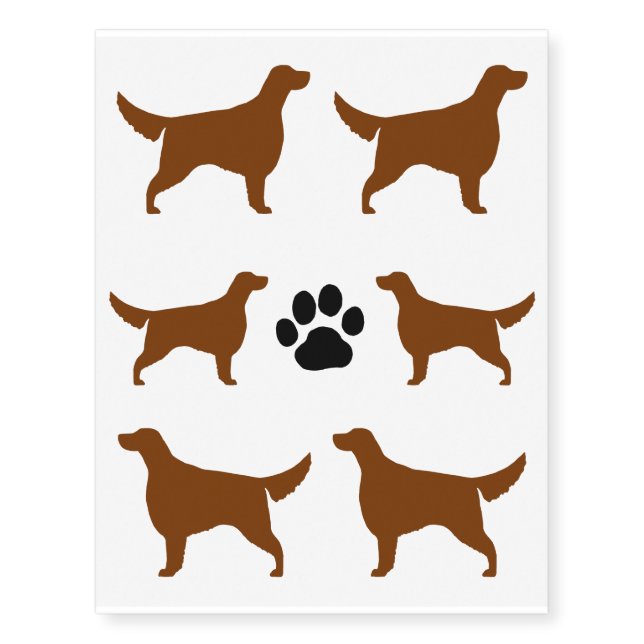 Irish Setter Silhouettes Temporary Tattoos (Front)