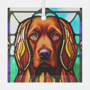 Irish Setter "Stained Glass"  Glass Ornament