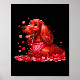 Irish Setter Valentine Hearts Dog Men Women Kids  Poster