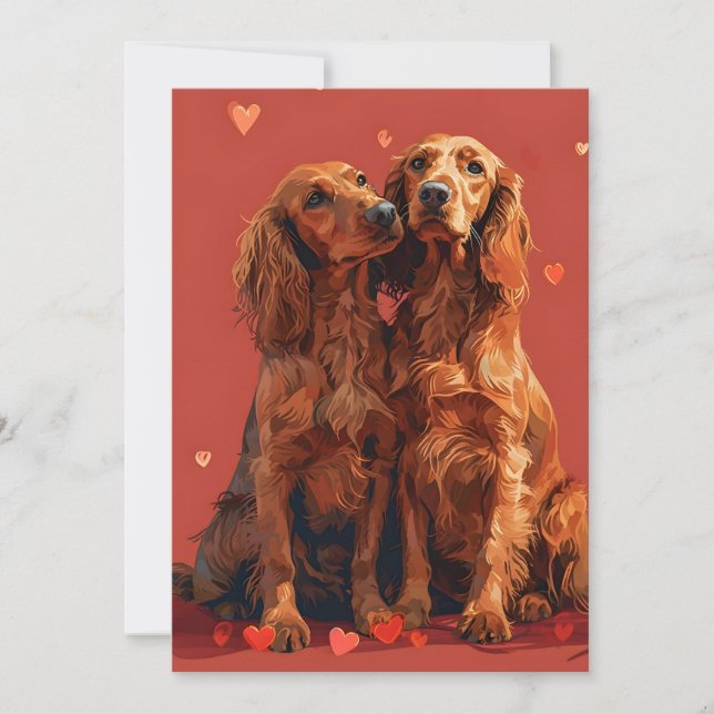 Irish Setter Valentine's Day Holiday Card (Front)