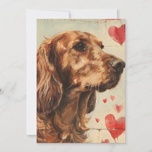 Irish setter vintage Valentine's Day  Holiday Card (Front)