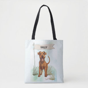 Irish Setter Watercolor Personalized Dog Tote Bag