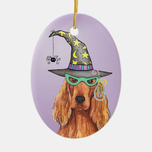 Irish Setter Witch Ceramic Ornament