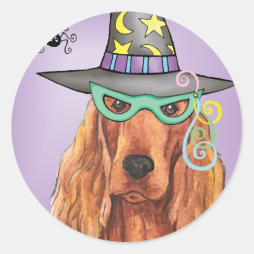 Irish Setter Witch Classic Round Sticker