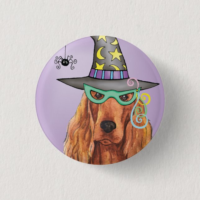 Irish Setter Witch Pinback Button (Front)