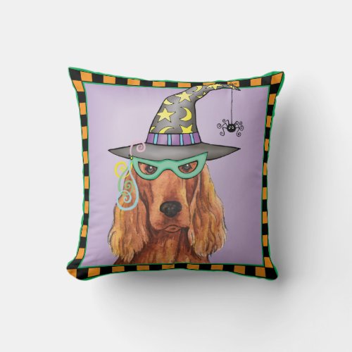 Irish Setter Witch Throw Pillow