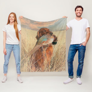 Irish Setter with pheasant Fleece Blanket