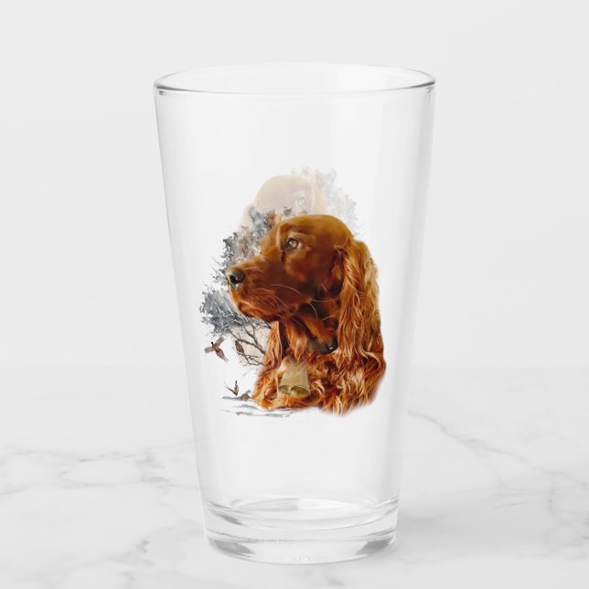 Irish setter with pheasant  glass (Front)