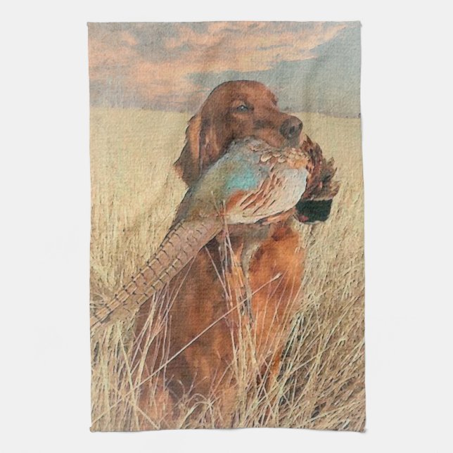 Irish Setter with pheasant       Kitchen Towel (Vertical)