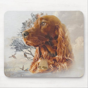 Irish setter with pheasant  mouse pad