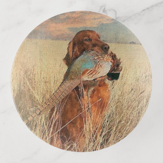 Irish Setter with pheasant  Trinket Tray (Front)