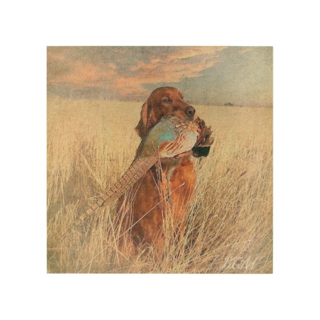 Irish Setter with pheasant   Wood Wall Art (Front)