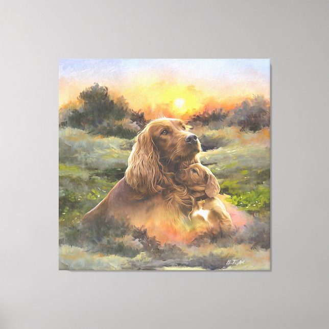 Irish setter with puppy canvas print (Front)