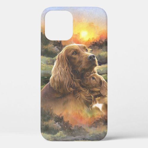 Irish setter with puppy iPhone 12 pro case